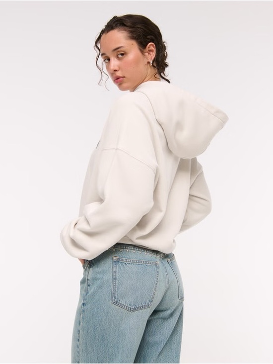 Abercrombie & Fitch Tops - Abercrombie Cropped Cream Hoodie